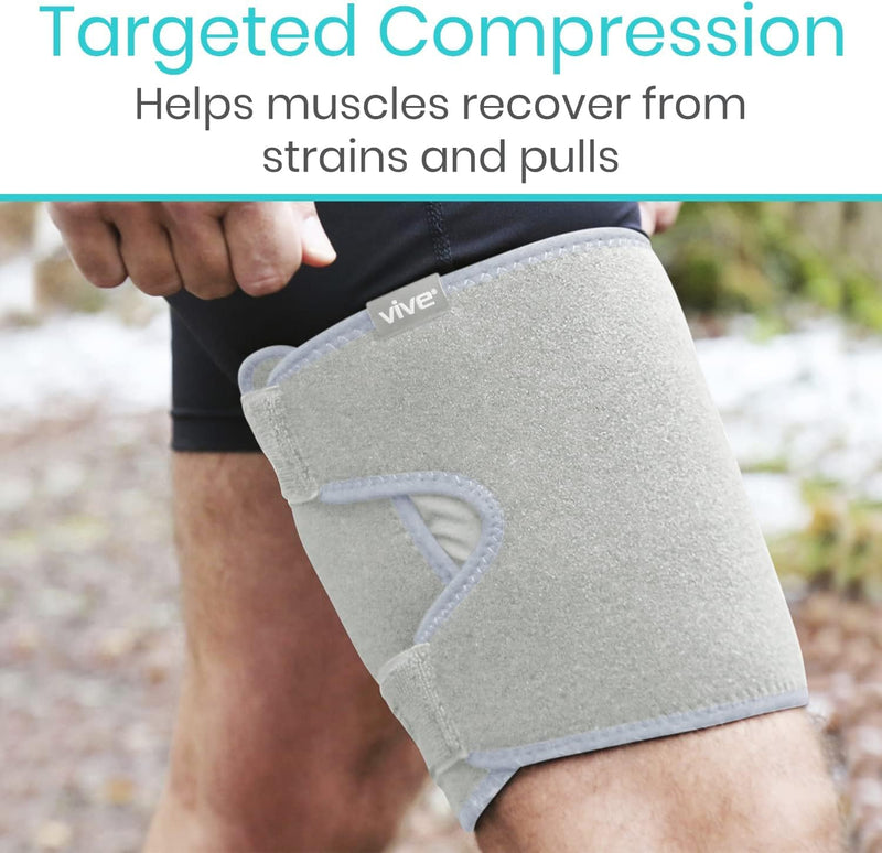 Thigh Brace - Hamstring Quad Wrap - Adjustable Compression Sleeve Support for Pulled Groin Muscle,Men, Women (Grey)