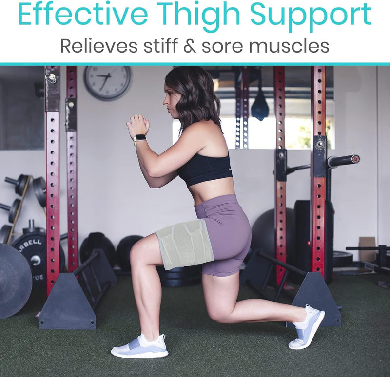Thigh Brace - Hamstring Quad Wrap - Adjustable Compression Sleeve Support for Pulled Groin Muscle,Men, Women (Grey)