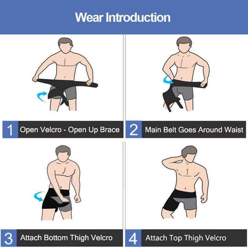 Men and Women Adjustable Hip Groin Stabilizer and Hip Brace for Sciatica Pain Relief, Thigh Leg Compression Support Wrap Sleeve