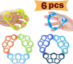 Hand Grip Strengthener, Finger Exerciser, Grip Strength Trainer (6 PCS) NEW MATERIAL Forearm grip workout, Finger Stretcher, Relieve Wrist & Thumb Pain, Carpal tunnel, Finger Exerciser