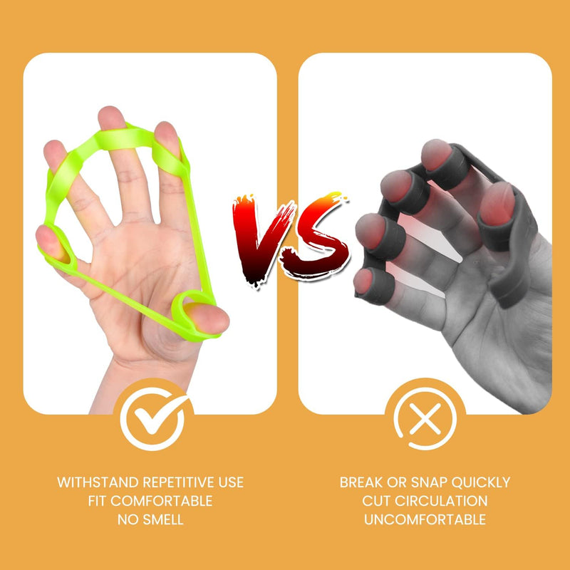 Hand Grip Strengthener, Finger Exerciser, Grip Strength Trainer (6 PCS) NEW MATERIAL Forearm grip workout, Finger Stretcher, Relieve Wrist & Thumb Pain, Carpal tunnel, Finger Exerciser