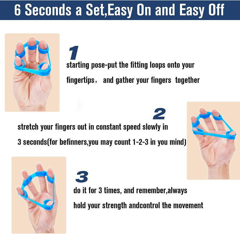 Hand Grip Strengthener, Finger Exerciser, Grip Strength Trainer (6 PCS) NEW MATERIAL Forearm grip workout, Finger Stretcher, Relieve Wrist & Thumb Pain, Carpal tunnel,Hand Grip Strengthener