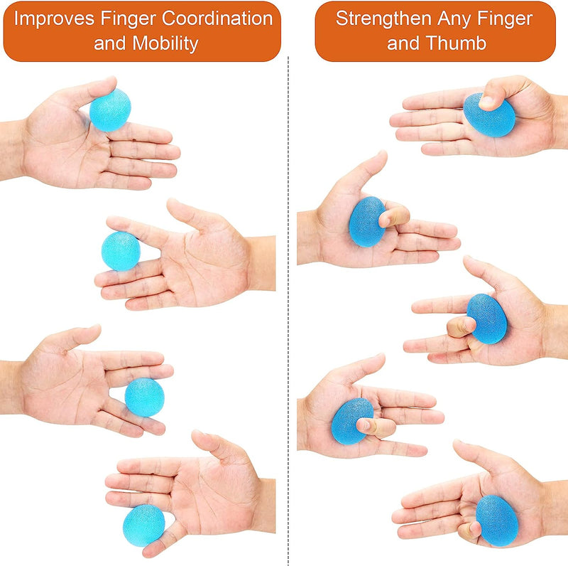 Grip Strength Trainer - Finger Exerciser & Hand Exercise Balls - Forearm Strengthener & Physical Therapy Kit for Arthritis, Carpal Tunnel Pain Relief, Rehabilitation, Reducing Stiffness, Stress Relief