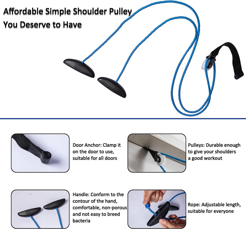 Shoulder Pulley Over The Door Physical Therapy System, Exercise Pulley for Physical Therapy, Alleviate Shoulder Pain and Facilitate Recovery from Surgery (Blue)