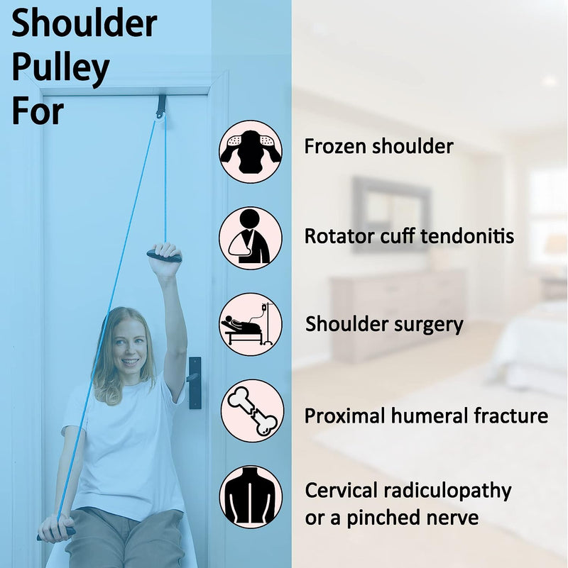 Shoulder Pulley Over The Door Physical Therapy System, Exercise Pulley for Physical Therapy, Alleviate Shoulder Pain and Facilitate Recovery from Surgery (Blue)