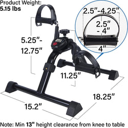 Medical Under Desk Bike Pedal Exerciser with Electronic Display for Legs and Arms Workout (Fully Assembled Folding Exercise Pedaler, no Tools Required)