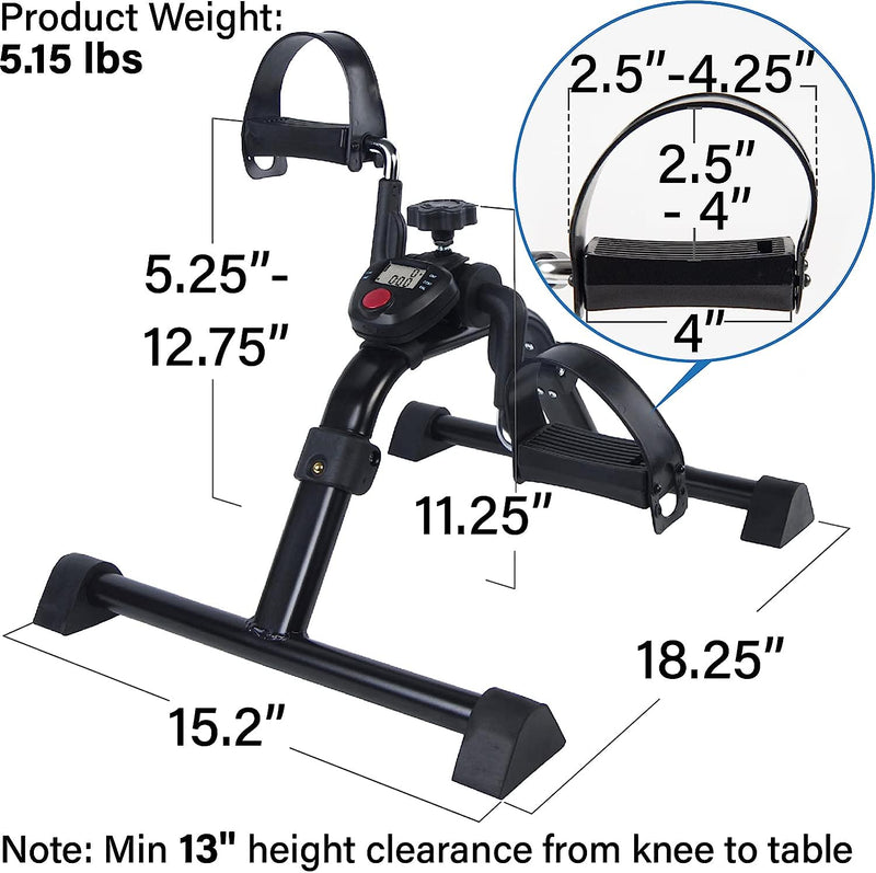 Medical Under Desk Bike Pedal Exerciser with Electronic Display for Legs and Arms Workout (Fully Assembled Folding Exercise Pedaler, no Tools Required)