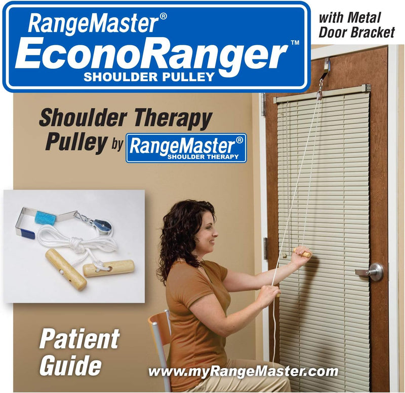 Econo Ranger Shoulder Pulley │ Physical Therapy Exercises │ Aids in Recovery and Rehabilitation │ Increases Mobility │ Wooden Handles for Comfort │ Metal Bracket Door Attachment