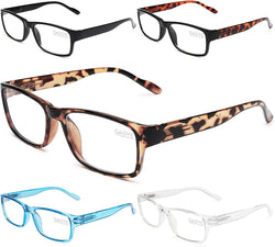 5-Pack Reading Glasses Blue Light Blocking,Spring Hinge Readers for Women Men Anti Glare Filter Lightweight Eyeglasses 5 Pack Mix Color