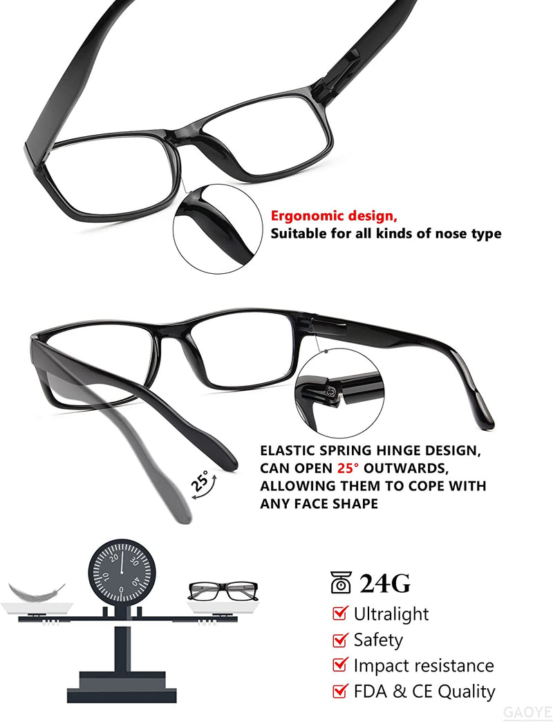 5-Pack Reading Glasses Blue Light Blocking,Spring Hinge Readers for Women Men Anti Glare Filter Lightweight Eyeglasses 5 Pack Mix Color