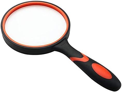 2 Pack 75mm 10X Handheld Magnifying Glass Shatterproof Reading Magnifier for Seniors and Kids (Orange+Green)