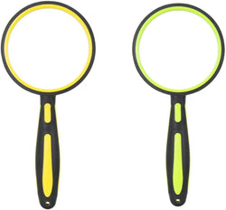 2 Pack 85mm 10X Handheld Magnifying Glass Shatterproof Reading Magnifier for Seniors and Kids Yellow+green