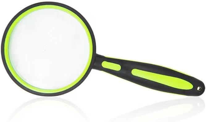 2 Pack 85mm 10X Handheld Magnifying Glass Shatterproof Reading Magnifier for Seniors and Kids Yellow+green