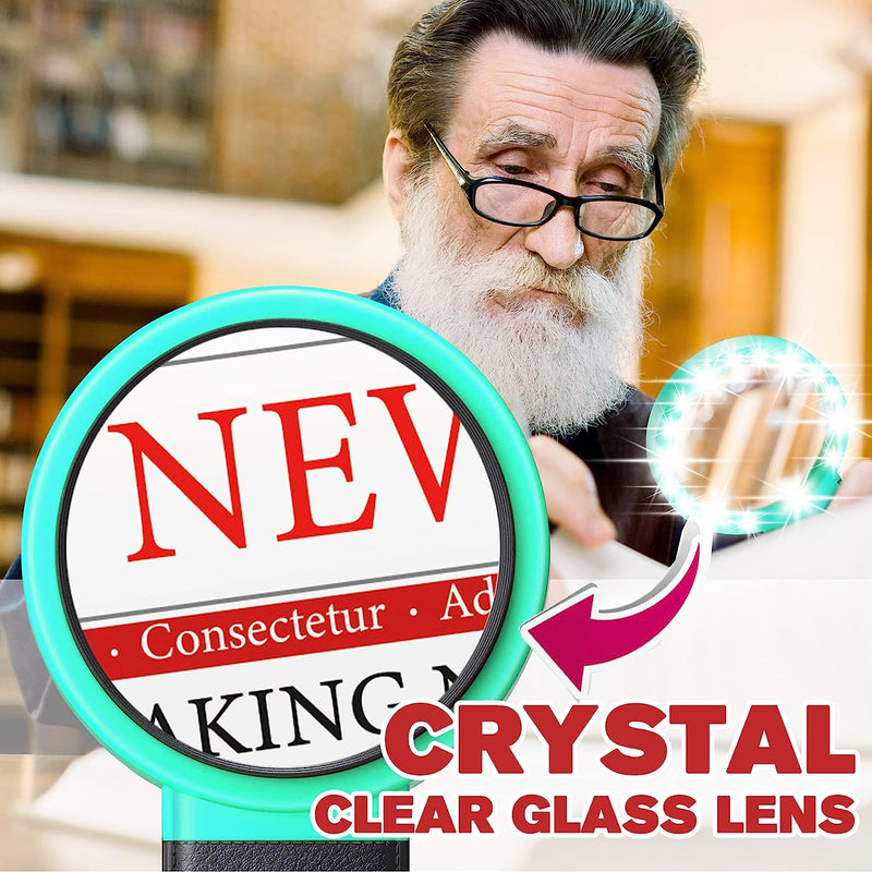 30X 40X Magnifying Glass with Light and Stand, Folding Design 18 LED Illuminated Magnifying Glass for Close Work, Large Magnifying Glasses for Reading Green