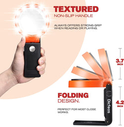30X 40X Magnifying Glass with Light and Stand, Folding Design 18 LED Illuminated Magnifying Glass for Close Work, Large Magnifying Glasses for Reading Orange