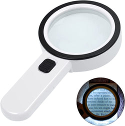 Magnifying Glass with Light, 30X Handheld Large Magnifying Glass 12 LED Illuminated Lighted Magnifier for Macular Degeneration Seniors Reading Inspection Coins Jewelry