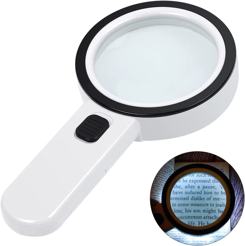 Magnifying Glass with Light, 30X Handheld Large Magnifying Glass 12 LED Illuminated Lighted Magnifier for Macular Degeneration Seniors Reading Inspection Coins Jewelry