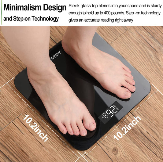 A digital weighing scale with high-precision sensors and tempered glass that can be used in the bathroom