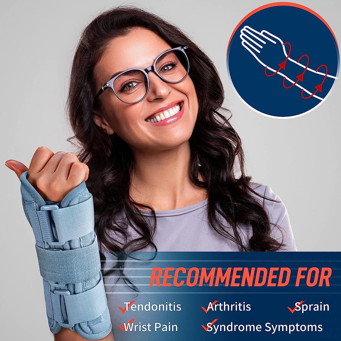 A sleeping left wrist support protective device suitable for children with twisted wrists and metal splints