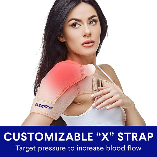 A unisex shoulder protector that can relieve shoulder pain, support shoulders, and provide wrist and arm protection