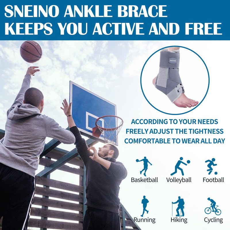 Ankle Brace for Women & Men - Ankle Brace for Sprained Ankle, Ankle Support Brace for Achilles,Tendon,Sprain,Grey