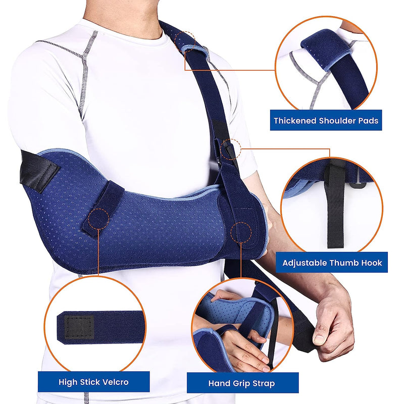 Arm Sling Shoulder Injury Immobilizer for Sleeping, Medical Sling with Waist Strap for Men and Women, Support Brace for Rotator Cuff Torn Hand Wrist Elbow Clavicle Post-Surgery Gifts