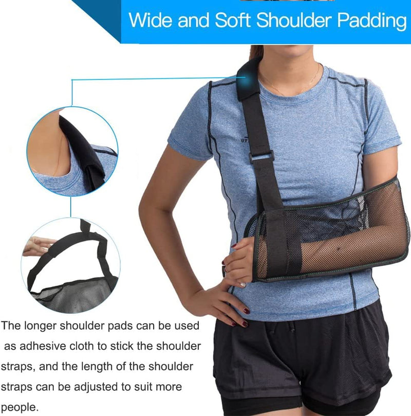 Mesh Arm Shoulder Sling With Exercise Ball- Medical Shoulder Immobilizer for Shower - Adjustable Arm Brace for Torn Rotator Cuff Injury - Right Left Arm for Men Women