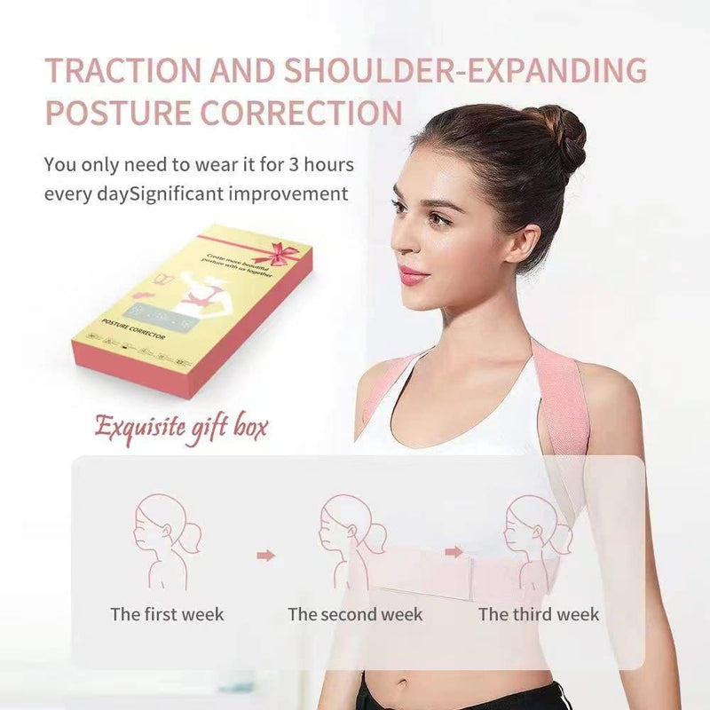 Posture Corrector for Women, Adjustable Upper Back Brace for Clavicle Support and Providing Pain Relief from Neck,  (Pink)