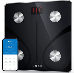 Smart Scale for Body Weight, Digital Bathroom Scale BMI Weighing Bluetooth Body Fat Scale, Body Composition Monitor Health Analyzer with Smartphone App, 400 lbs - 11"/280mmBlack