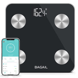Smart Scale for Body Weight, Digital Bathroom Scale for BMI Weighing Body Fat, Body Composition Monitor Health Analyzer with Smartphone App, 400lbs/180KG -Black