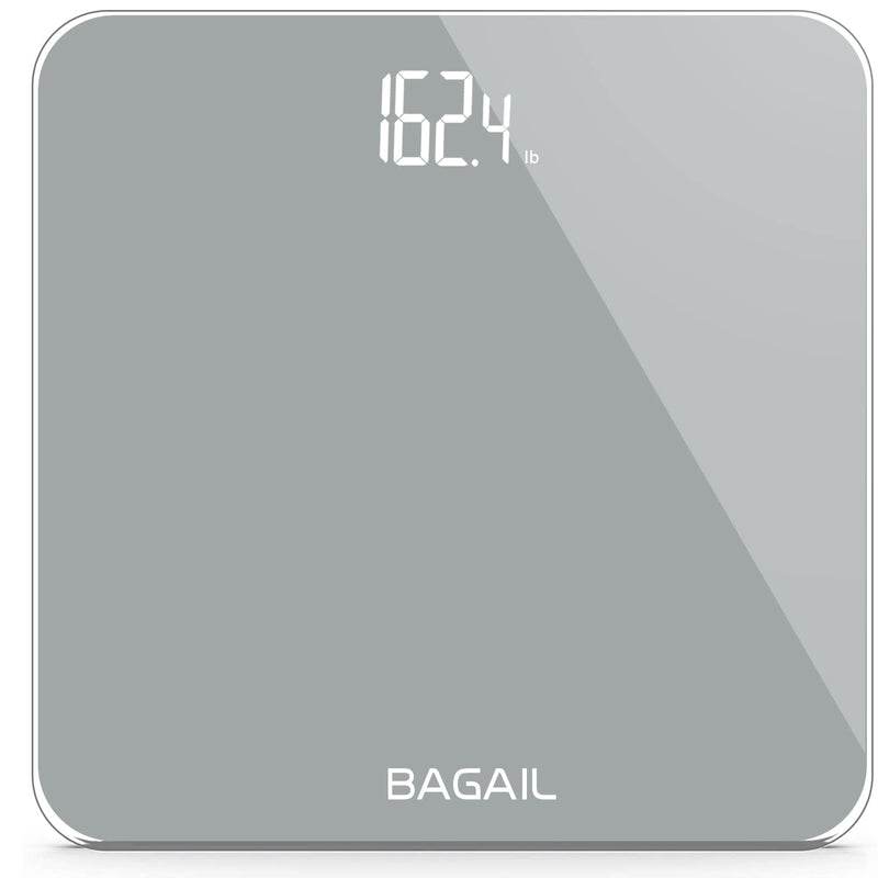 Bathroom Scale, Digital Weighing Scale with High Precision Sensors and Tempered Glass, Ultra Slim, Step-on Technology, Shine-Through Display - 15Yr Guarantee Grey