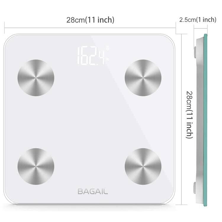 Smart Scale for Body Weight, Digital Bathroom Scale for BMI Weighing Body Fat, Body Composition Monitor Health Analyzer with Smartphone App, 400lbs/180KG - White