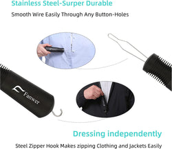 Daily Living Zipper Pulls & Button Hooks Button Hook and Zipper Pull One Hand Buttons aids Button Assist Device