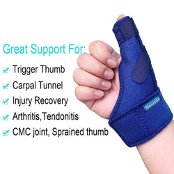Trigger Thumb Splint - Thumb Spica Support Brace Stabilizer for Pain, Sprains, Arthritis, Tendonitis (Right Hand or Left Hand) Blue