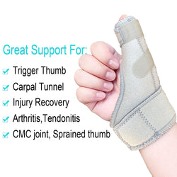 Trigger Thumb Splint - Thumb Spica Support Brace Stabilizer for Pain, Sprains, Arthritis, Tendonitis (Right Hand or Left Hand) Grey