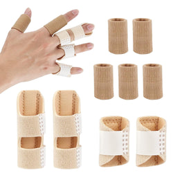 4pcs Trigger Finger Splints and 5pcs Finger Sleeves, 2 Sizes Pain Relief Finger Stabilizer Brace Finger Straightener