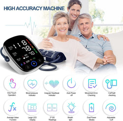 Blood Pressure Machine LED Display Auto Machine Blood Pressure Monitors with Large Cuff 8.7-16.5 inches 2 x 120 Sets Memory BP Monitor for Home Use, Batteries & Pouch Included