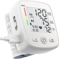 Blood Pressure Monitor Automatic Blood Pressure Monitors for Home Use Wrist BP Monitor Cuff Digital Large Display 2X99 Group Machine with Carrying Case, White