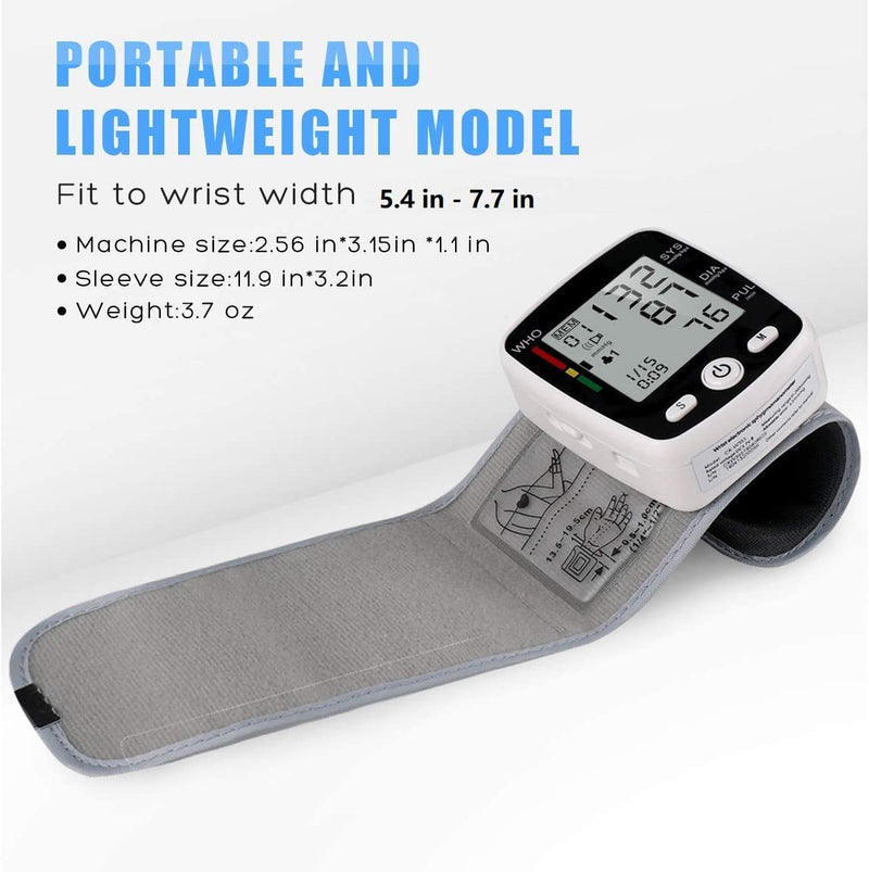 Blood Pressure Monitor, Wrist Blood Pressure Cuff Monitor with USB Charging, Automatic Digital BP Machine,Voice Broadcast, Large Display Screen