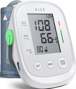 Blood Pressure Monitor,AILE Blood Pressure Machine Upper Arm Large Cuff(8.7"-16.5"Adjustable),Automatic high Blood Pressure Cuff for Home use (White)