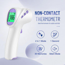 No-Touch Digital Forehead Thermometer, Infrared Thermometer for Adults, Kids & Babies, 1 Second Measurement, Fever Alert and 35 Sets Memory, Purple