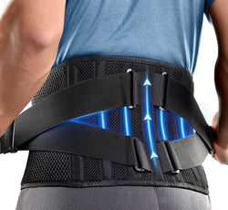 Air Mesh Back Brace for Men Women Lower Back Pain Relief with 7 Stays, Adjustable Back Support Belt for Work, Anti-skid Lumbar Support for Sciatica Scoliosis Black