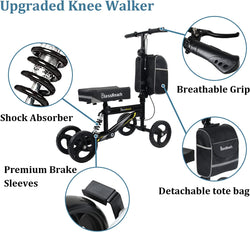 Economy Knee Scooter, Steerable Knee Walker, Foldable Knee Scooters for Foot Injuries Adult Best Crutches Alternative Black