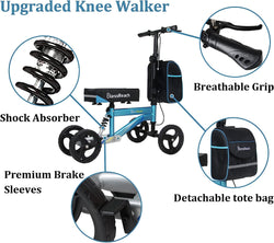 Economy Knee Scooter, Steerable Knee Walker, Foldable Knee Scooters for Foot Injuries Adult Best Crutches Alternative (Blue)