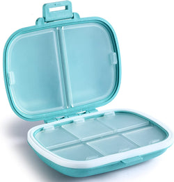 Daily Pill Organizer, 8 Compartments Portable Pill Case, Pill Box to Hold Vitamins, Personal Pill Organizers Cod Liver Oil Blue
