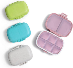 Daily Pill Organizer, 8 Compartments Portable Pill Case, Pill Box to Hold Vitamins, Personal Pill Organizers Cod Liver Oil Blue+pink+khaki+green