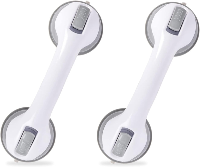 Shower Handle,Shower Suction Cup,Grab Bars for Bathtubs and Shower 12-inch,Grab Bars for Bathroom,Shower Grab Bars for Senior,Gray 2 Pack