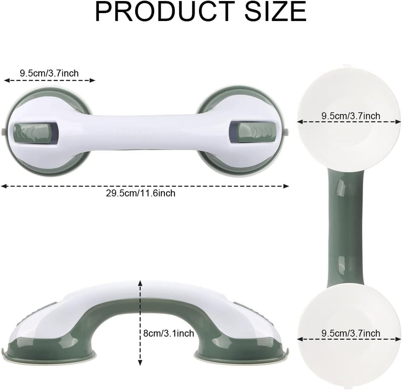 Shower Handle,Shower Suction Cup,Grab Bars for Bathtubs and Shower 12-inch,Grab Bars for Bathroom,Shower Grab Bars for Senior,Green 2 Pack