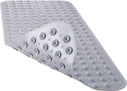 Bath Tub Shower Mat 40 x 16 Inch Non-Slip and Extra Large, Bathtub Mat with Suction Cups, Machine Washable Bathroom Mats with Drain Holes, Grey