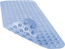 Bath Tub Shower Mat 40 x 16 Inch Non-Slip and Extra Large, Bathtub Mat with Suction Cups, Machine Washable Bathroom Mats with Drain Holes, Light Blue